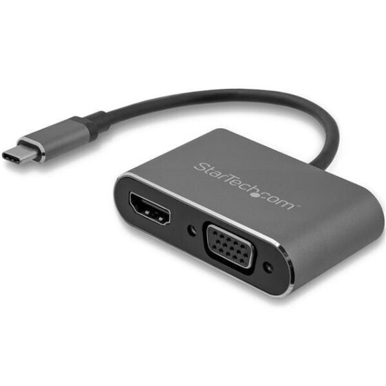 StarTech.com USB-C to VGA and HDMI Adapter - 2-in-1 - 4K 30Hz - Space Gray - USB Type-C - HDMI output - VGA (D-Sub) output - 3840 x 2160 pixels