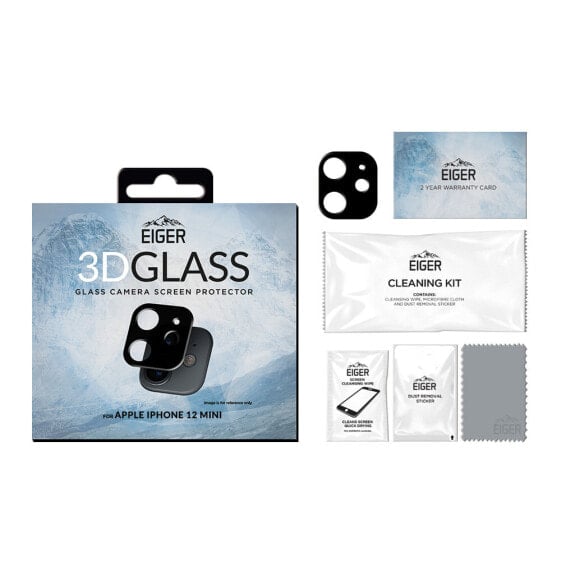 Eiger 3D GLASS - Lens protector - Black - Transparent - Tempered glass - Apple - iPhone 12 Mini - 0.33 mm
