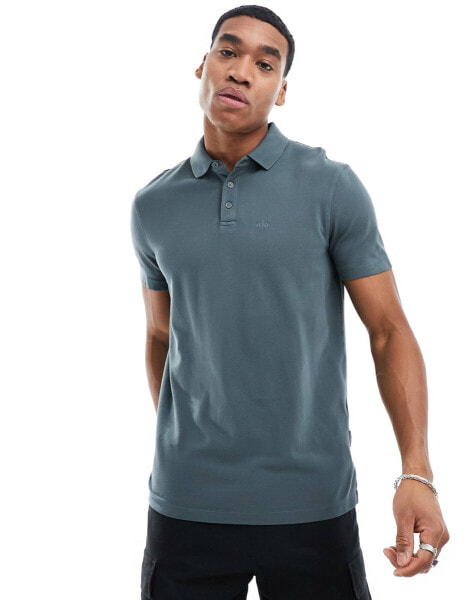 Armani Exchange tonal logo regular fit polo in charcoal