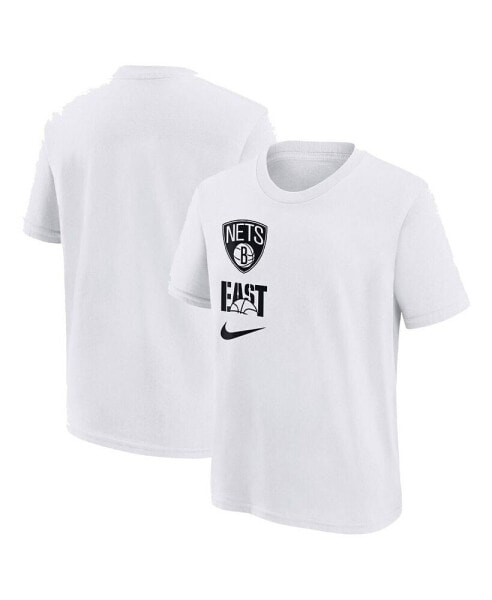 Big Boys and Girls White Brooklyn Nets Vs Block Essential T-shirt