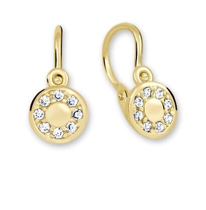 Charming gold earrings with clear crystals 239 001 00729