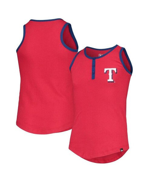 Big Girls Red Texas Rangers Henley Tank Top