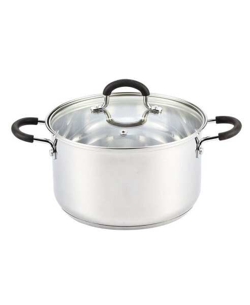 Stockpot Sauce Pot Casserole Pan Saucier Induction Pot With Lid Professional Stainless Steel 3 Quart , Dishwasher Safe With Stay-Cool Handles , Silver