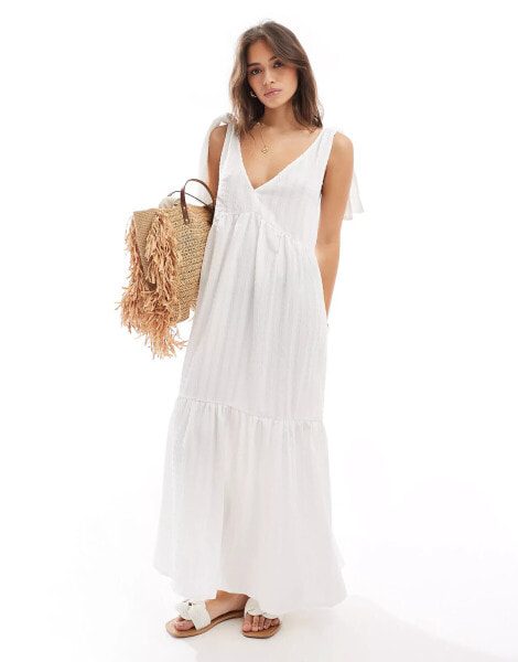 Esmee maxi summer dress in textured white