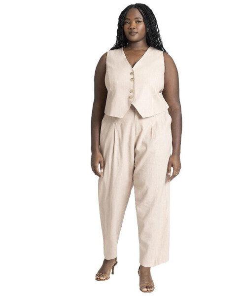 Plus Size Pleat Detail Straight Leg Pant