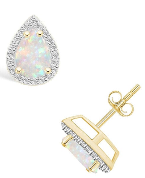 Серьги Macy's Opal And Sapphire Halo Studs