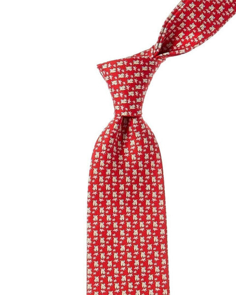 Ferragamo Red Rhinos Silk Tie Men's Red Os