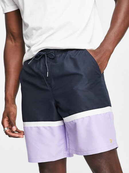 Farah Murphy cut and sew shorts in navy 