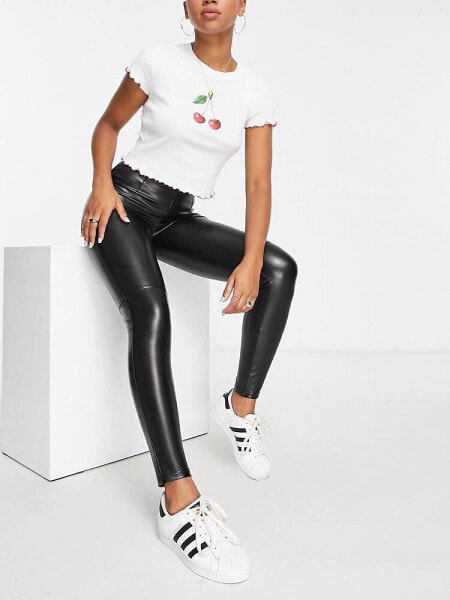 Abercrombie & Fitch classic faux leather legging in black 