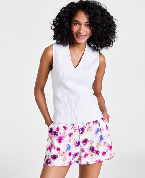 Women's Johnny-Collar Knit Tank Top, Created for Macy's