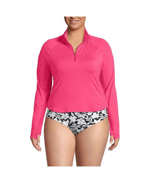 Plus Size Long Sleeve Rash Guard Cover-up UPF 50