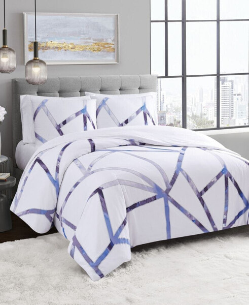 Vince Camuto Obelis Metallic 3 Piece Duvet Set, King