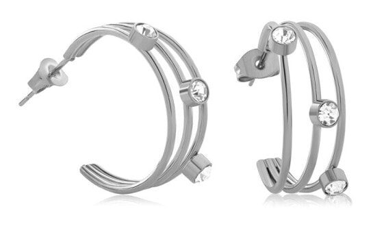 Modern steel earrings with zircons VAAJDE2022985S