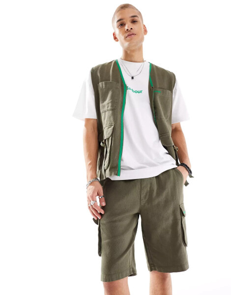 Barbour x ASOS Peel cargo shorts in khaki