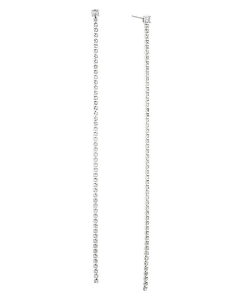 Silver-Tone Cubic Zirconia Tennis Chain Earrings