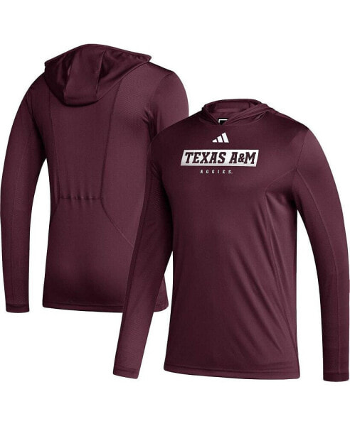 Men's Maroon Texas A&M Aggies Sideline AEROREADY Hooded Long Sleeve T-shirt