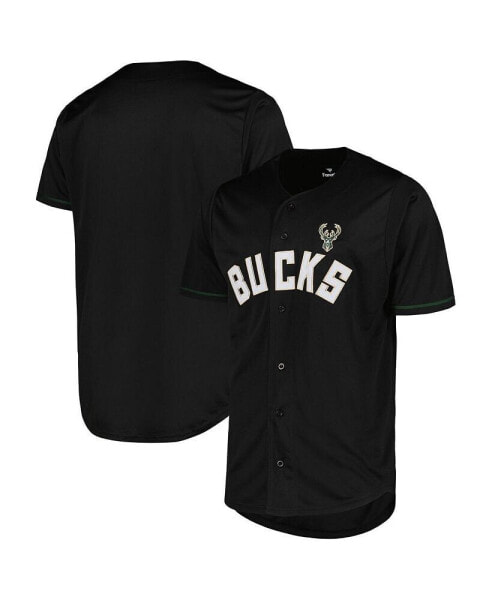 Men's Black Milwaukee Bucks Pop Baseball Jersey