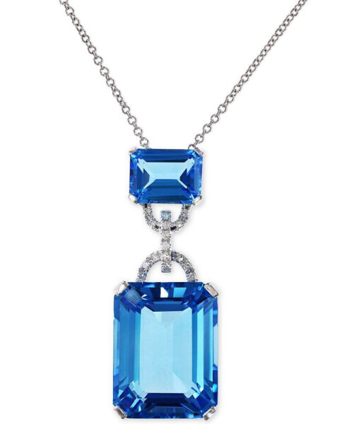 EFFY® Blue Topaz (16-3/4 ct. t.w.) and Diamond Accent Pendant Necklace in 14k White Gold