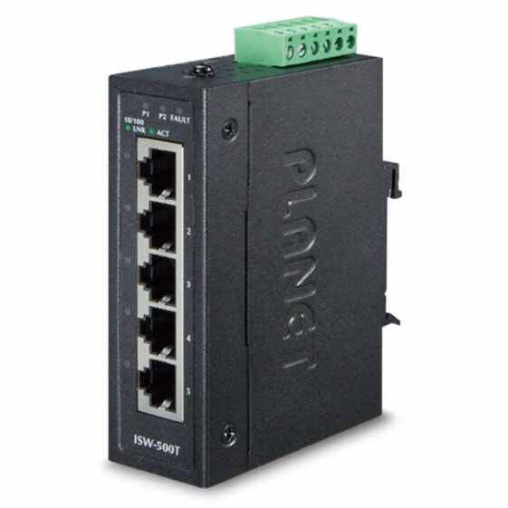 Planet Ip30 Compact Size 5-Port 10/100Tx Fast Ethernet Switch, Isw-500T (10/100Tx Fast Ethernet Switch (-40~75 Degrees C))