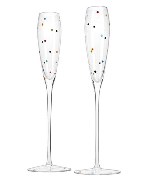 Polka Dot Champagne Flutes Glass, Set of 2