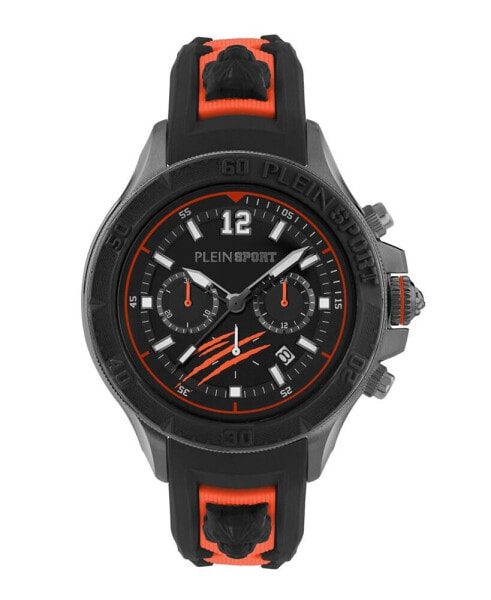 Men's Warrior Tech Chronograph Date Quartz Orange Silicone 47.5MM