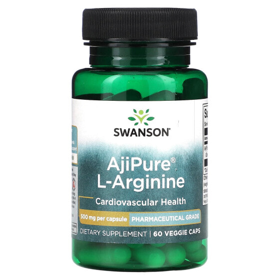 Аминокислоты Swanson AjiPure L-Аргинин, 500 мг, 60 капсул