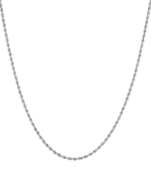 Glitter Rope Link 16" Chain Necklace (2mm) in 10k White Gold