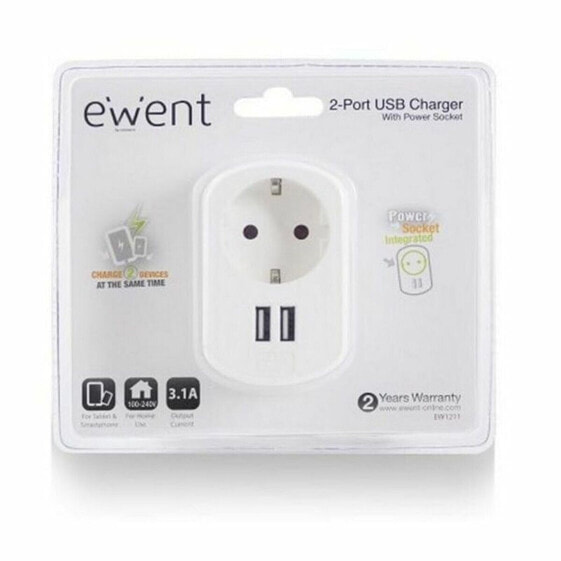 Сетевое зарядное устройство Ewent EW1211 3,1 A с 2 USB-портами