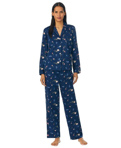 Women's Floral-Print Long-Sleeve Top and Pajama Pants Set