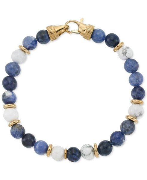 Браслет LEGACY for MEN Lapis Lazuli & White Agate Bead Stress in Gold-Tone Steel