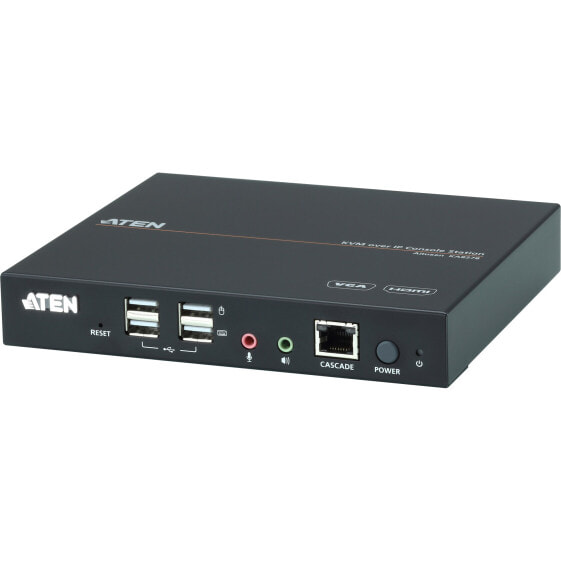 ATEN VGA&HDMI KVM over IP Console Station - 1920 x 1200 pixels - Ethernet LAN - Full HD+ - Rack mounting - 6.53 W - Black