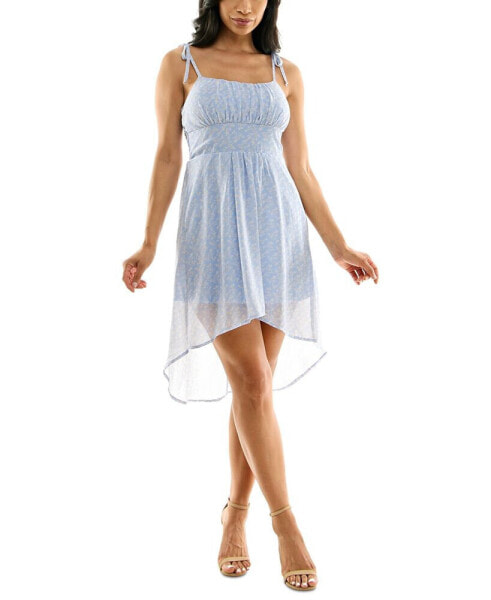 Платье средней длины As U Wish Juniors' с плечевыми лентами и высокой замкнутой спинкойной.
