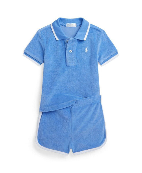 Baby Boys Terry Polo Shirt and Shorts Set