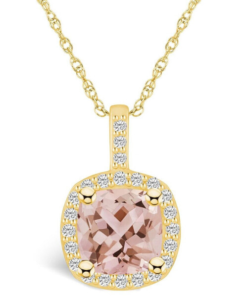 Macy's morganite (2 Ct. T.W.) and Diamond (1/4 Ct. T.W.) Halo Pendant Necklace in 14K Yellow Gold
