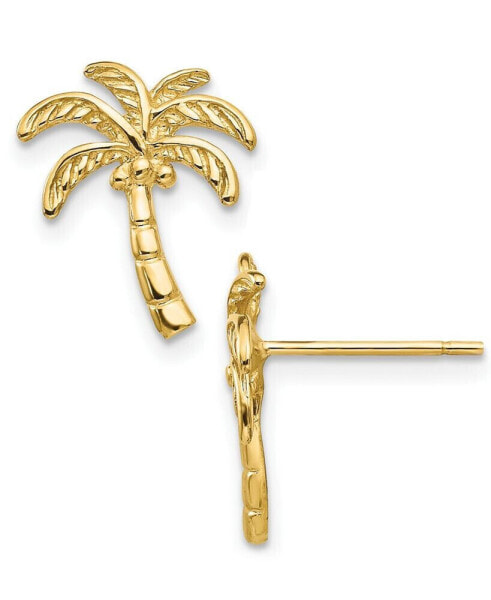 Palm Tree Stud Earrings in 14k Gold