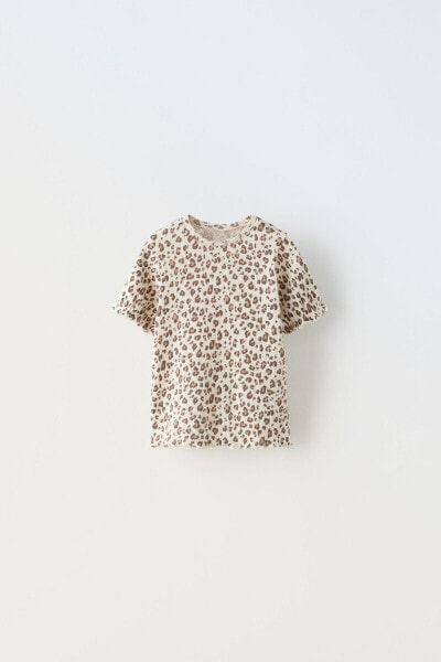 Animal print open knit t-shirt