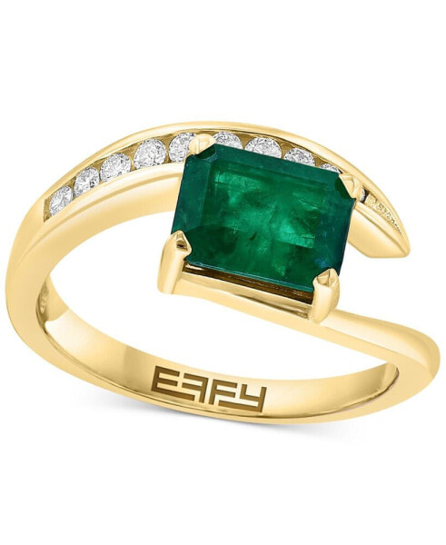 EFFY® Emerald (1-3/8 ct. t.w.) & Diamond (1/6 ct. t.w.) Bypass Ring in 14k Gold