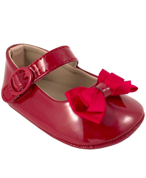 Baby Girl Patent Skimmer with Fancy Bow