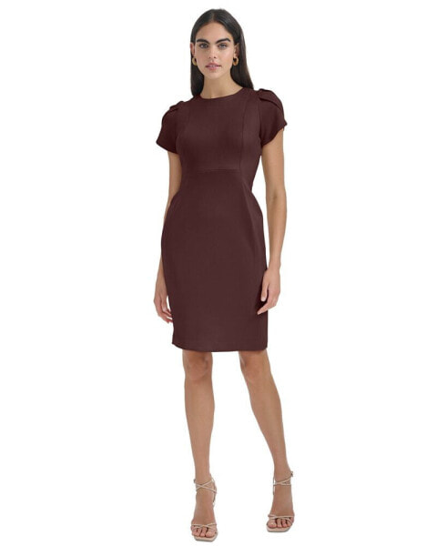 Women's Tulip-Sleeve Jewel-Neck Dress