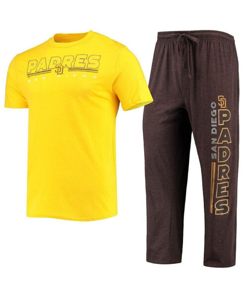 Пижама Concepts Sport мужская коричневая, золотая сборная San Diego Padres "Meter" толстовка и штаны.