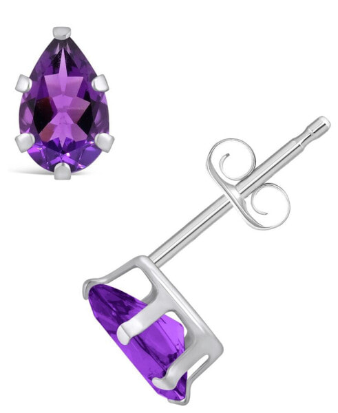 Gemstone Stud Earrings in 10k White Gold