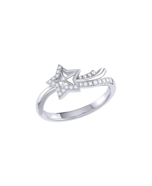 Shooting Star Sparkle Design Sterling Silver Diamond Women Ring