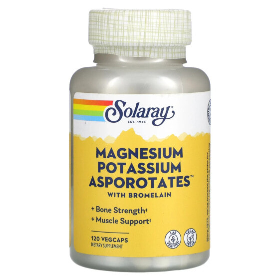 Solaray, Magnesium Potassium Asporotates, аспартат магния и калия, 120 растительных капсул