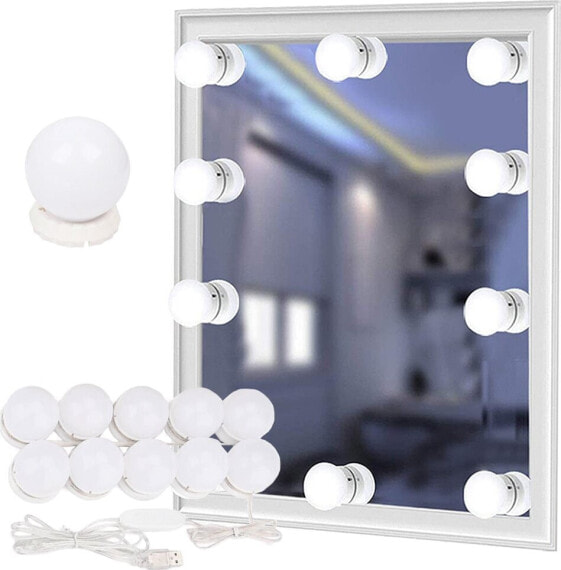 Lusterko kosmetyczne Verk Group LED mirror lights, makeup set 10 pcs