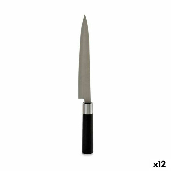 Кухонный нож Кинвара 3,5 x 33,5 x 2,2 см Серебристый Чёрный Нержавеющая сталь Пластик (12 штук)