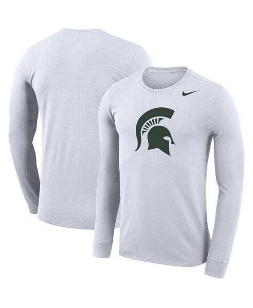 Men's White Michigan State Spartans School Logo Legend Performance Long Sleeve T-shirt
