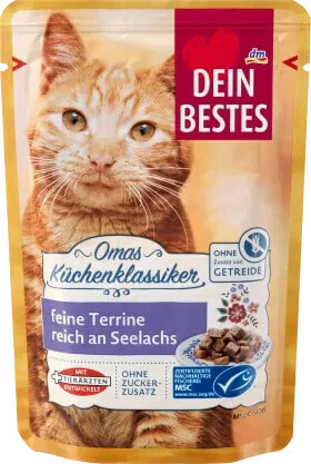 Nassfutter Katze Terrine mit Seelachs, Kartoffeln & Spinat, Omas Küchenklassiker, 100 g