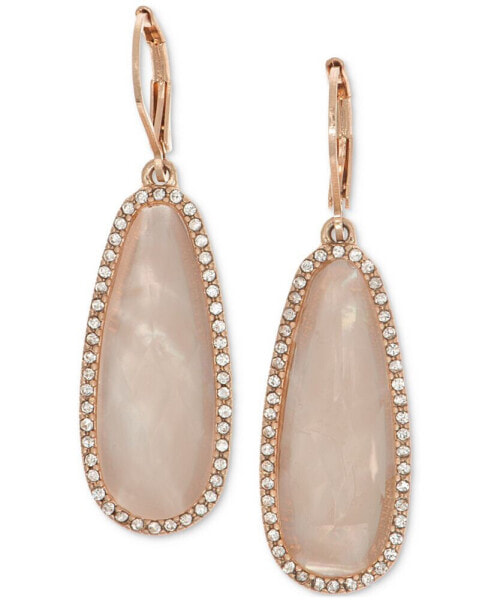 Rose Gold-Tone Pink Stone Drop Earrings