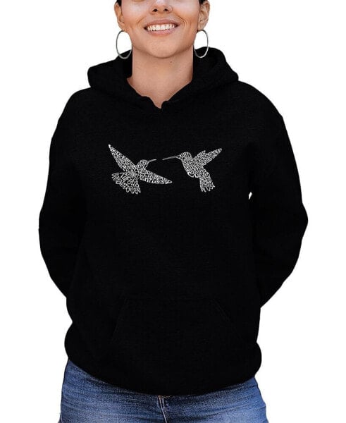 Women's Hummingbirds Word Art Hooded Sweatshirt