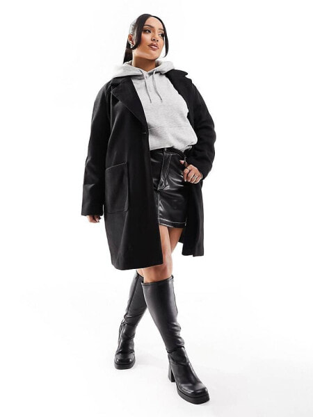 Only Curve tailored coat in black